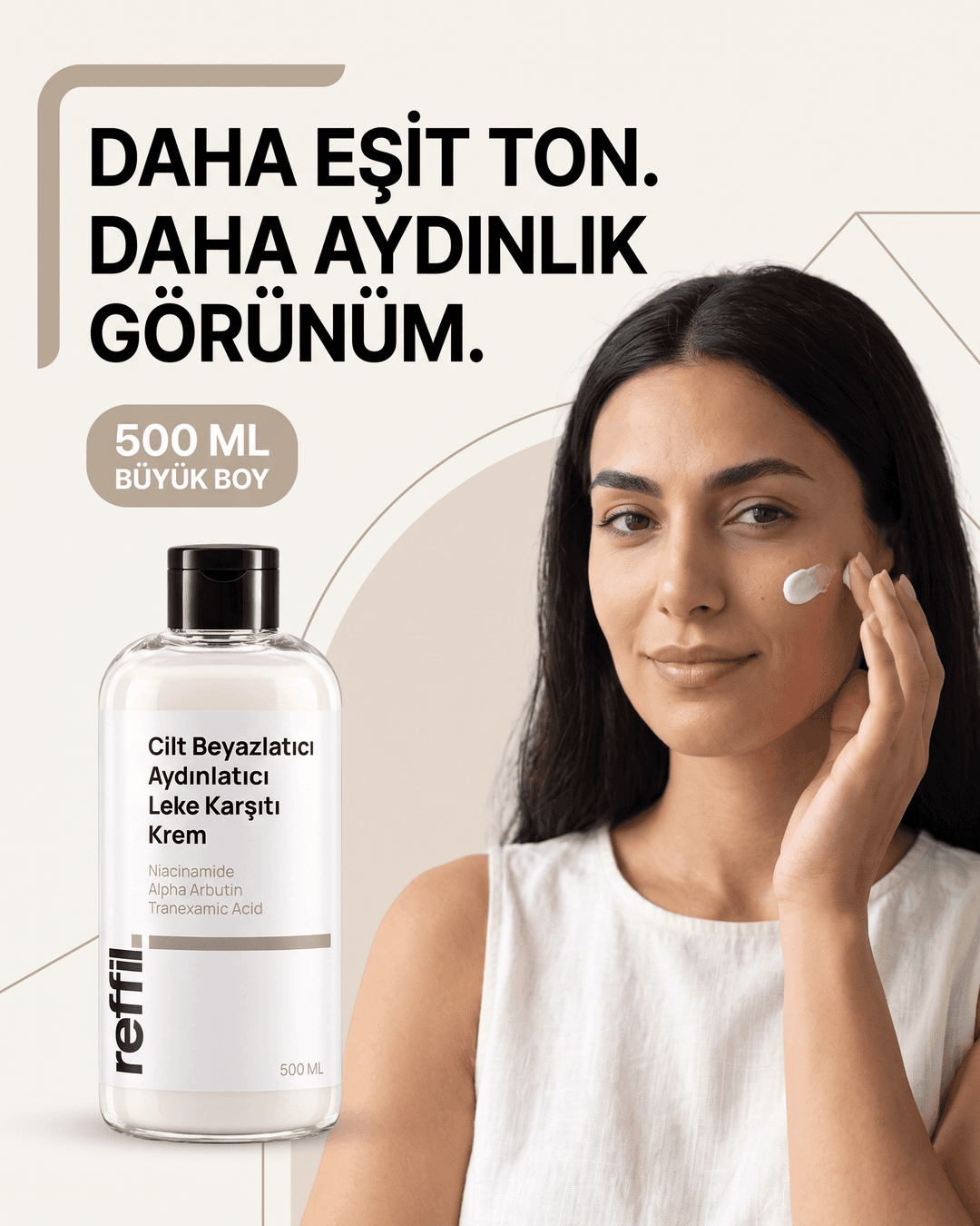 Cilt aydınlatıcı krem kullanım görünümü